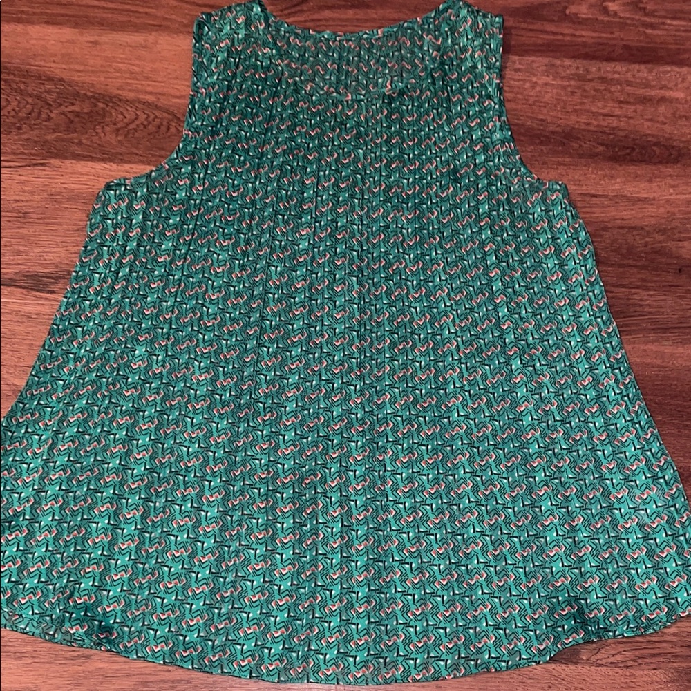 Green Patterned Sleeveless Top